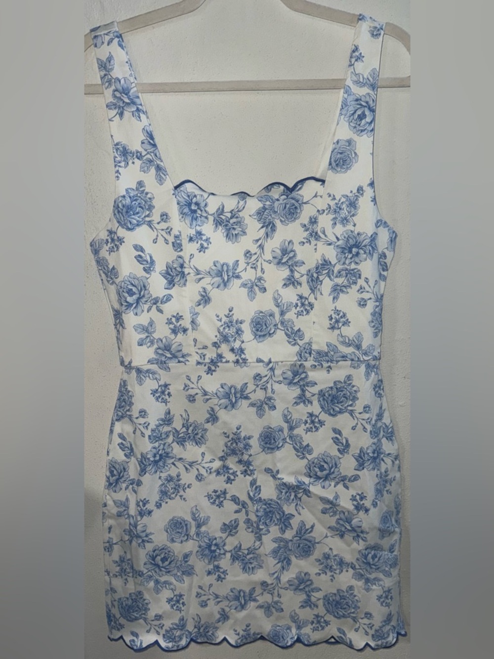Trixxi White Dress with Blue Floral Trim NWOT